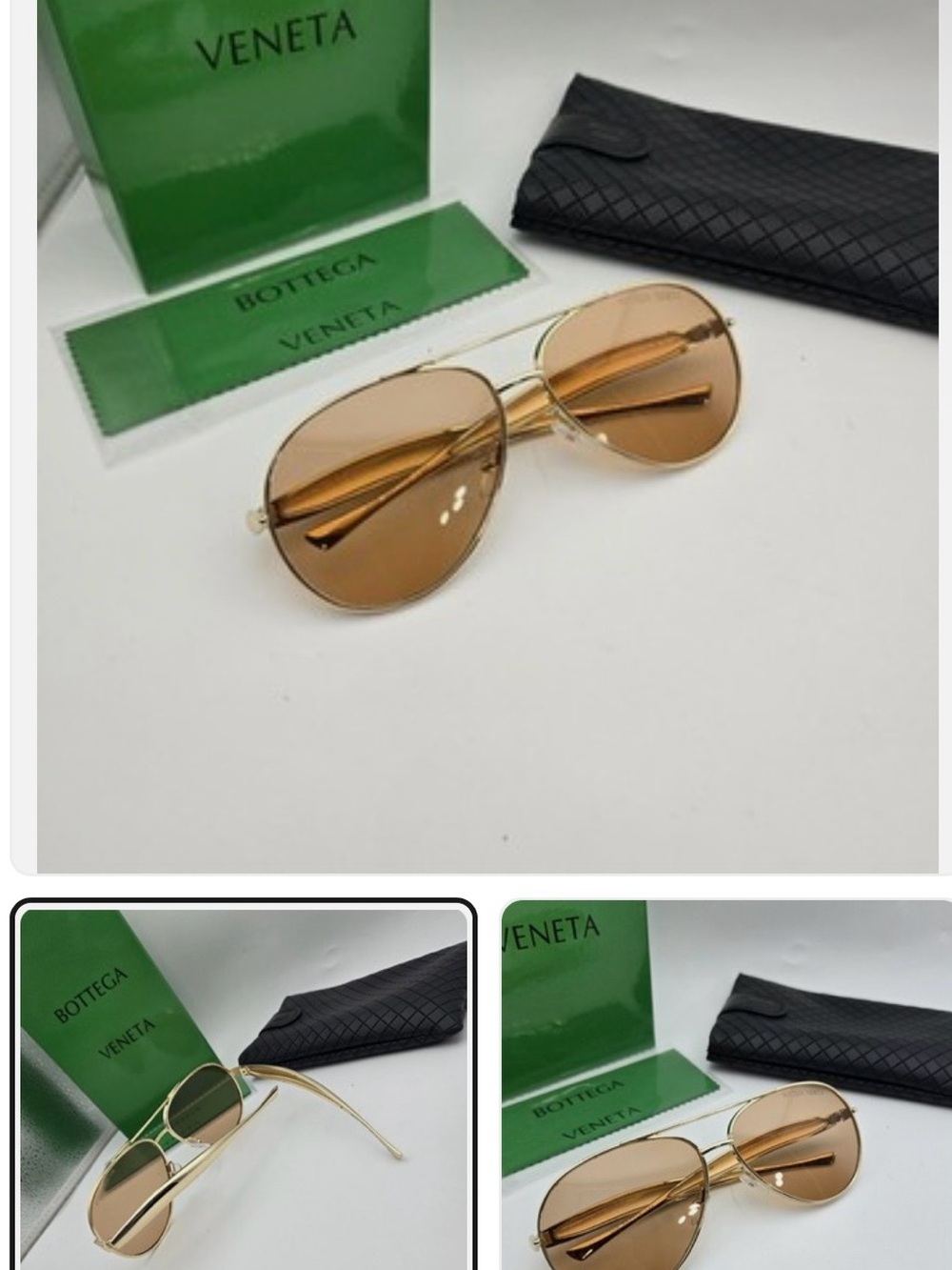 Bottega Veneta BV1305S
Gold Frame Brown Lens Aviator Sunglasses